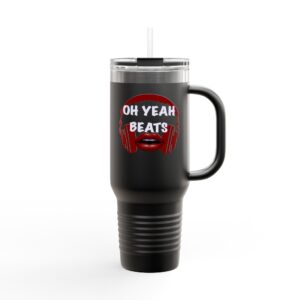 Oh Yeah Beats Insulated Travel Mug 40oz — Official Logo & "Enjoy Your Favorite Beverage"